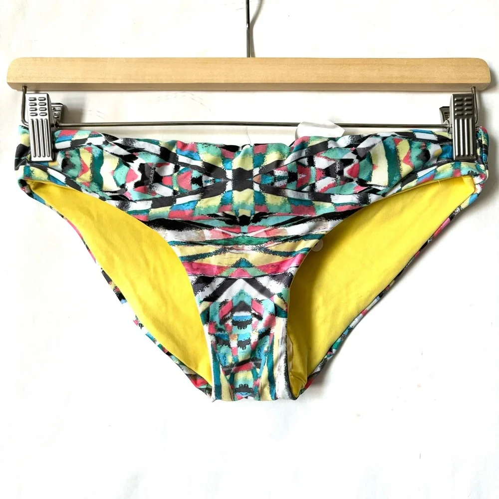 BECCA By Rebecca Virtue Paisley 2 Piece Bikini Top Bottom Set Yellow Size Small